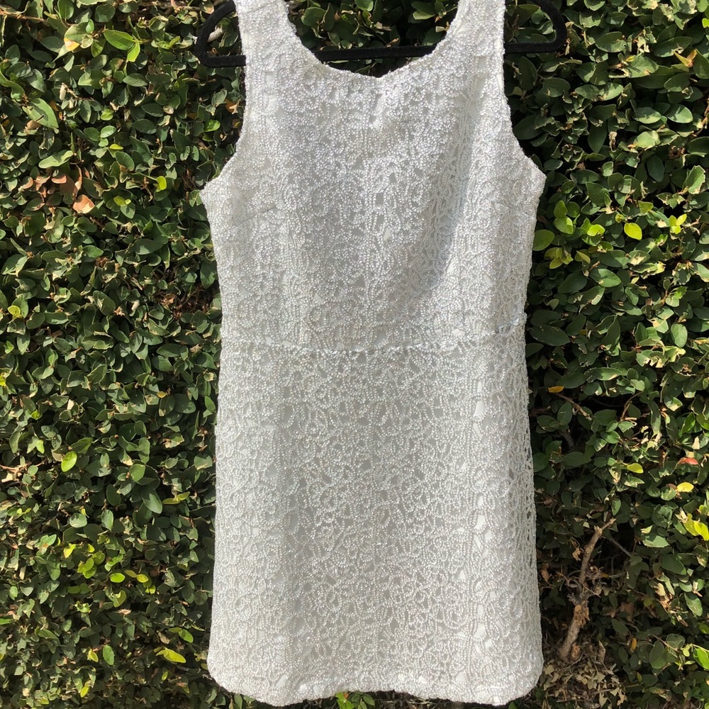 Silver heavy lace Charming Charlie dress